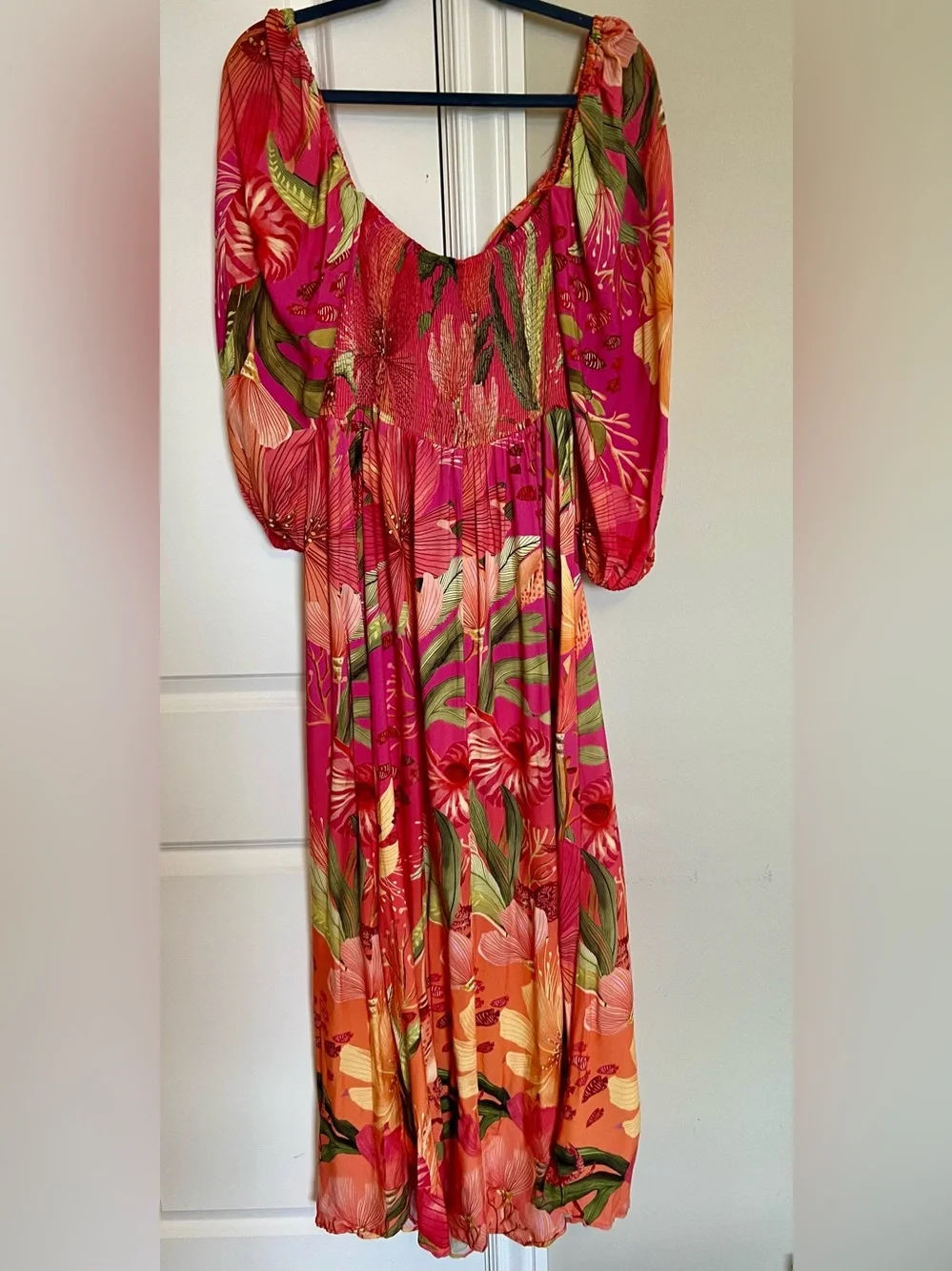 FARM Rio Brazil Hot Pink & Orange Floral Tie-Front Maxi Dress - Picture 5 of 8